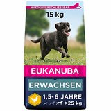 Eukanuba Adult Hundefutter für große Rassen mit neuer und verbesserter Rezeptur – Trockenfutter für Hunde im Alter von 18 Monaten - 6 Jahren in der Geschmacksrichtung Huhn – 1 x 15kg Beutel
