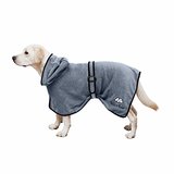 Bella & Balu Hundebademantel aus Mikrofaser + Pfotentuch - Saugfähiger Hunde Bademantel zum Trocknen nach dem Baden, Schwimmen oder Spaziergang im Regen (M | Grau)