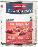 Animonda GranCarno Hundefutter Junior, Nassfutter für Hunde im Wachstum, Rind und Putenherzen, 6er Pack (6 x 800g)